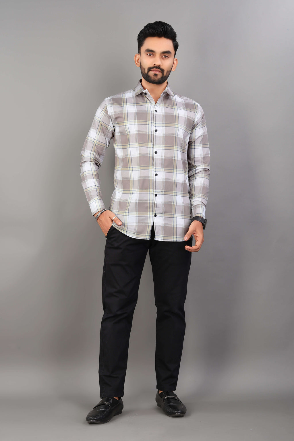 Men’s Slim Fit Checked Casual Shirt | Full Sleeve Cotton Shirt for Everyday Wear