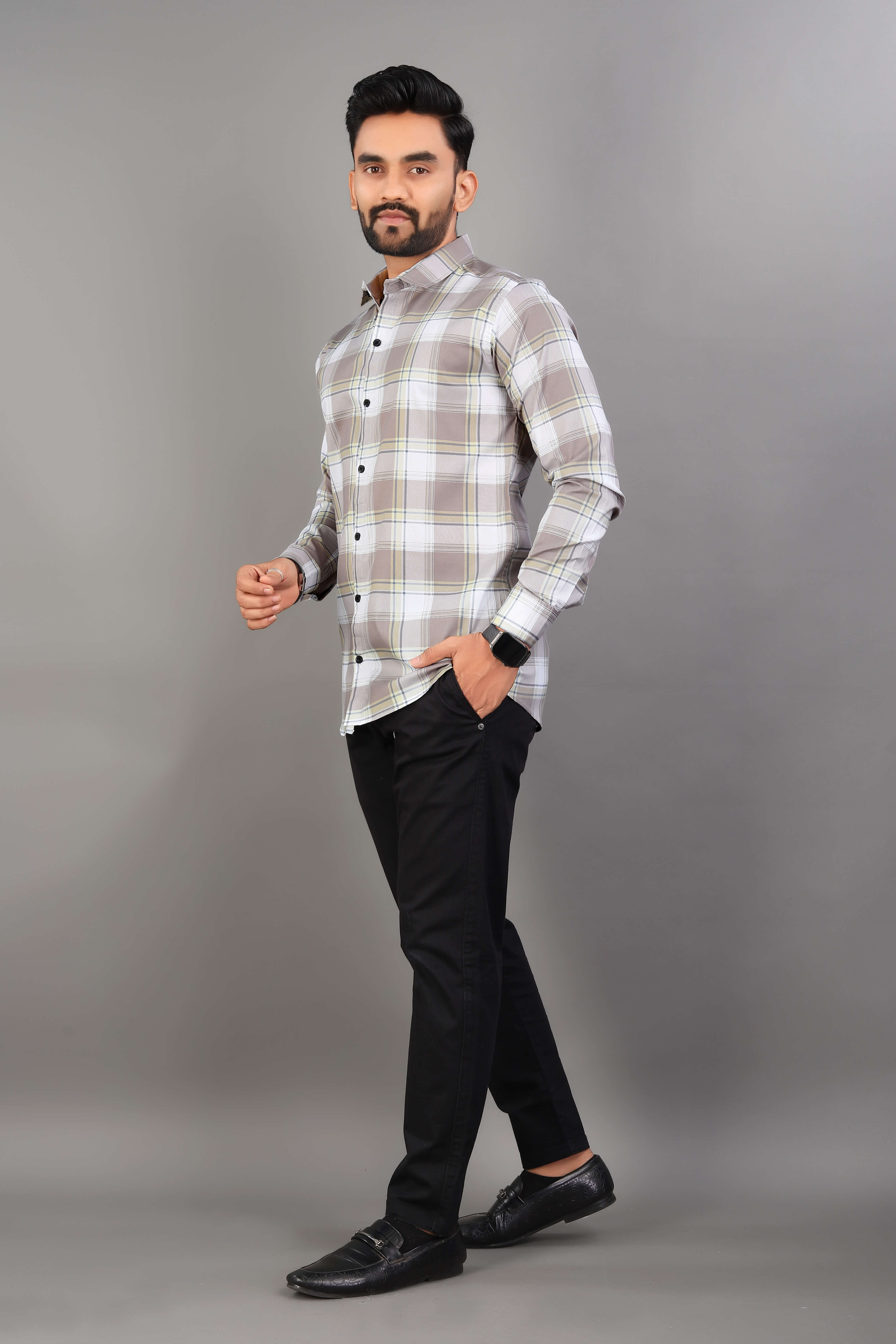 Men’s Slim Fit Checked Casual Shirt | Full Sleeve Cotton Shirt for Everyday Wear
