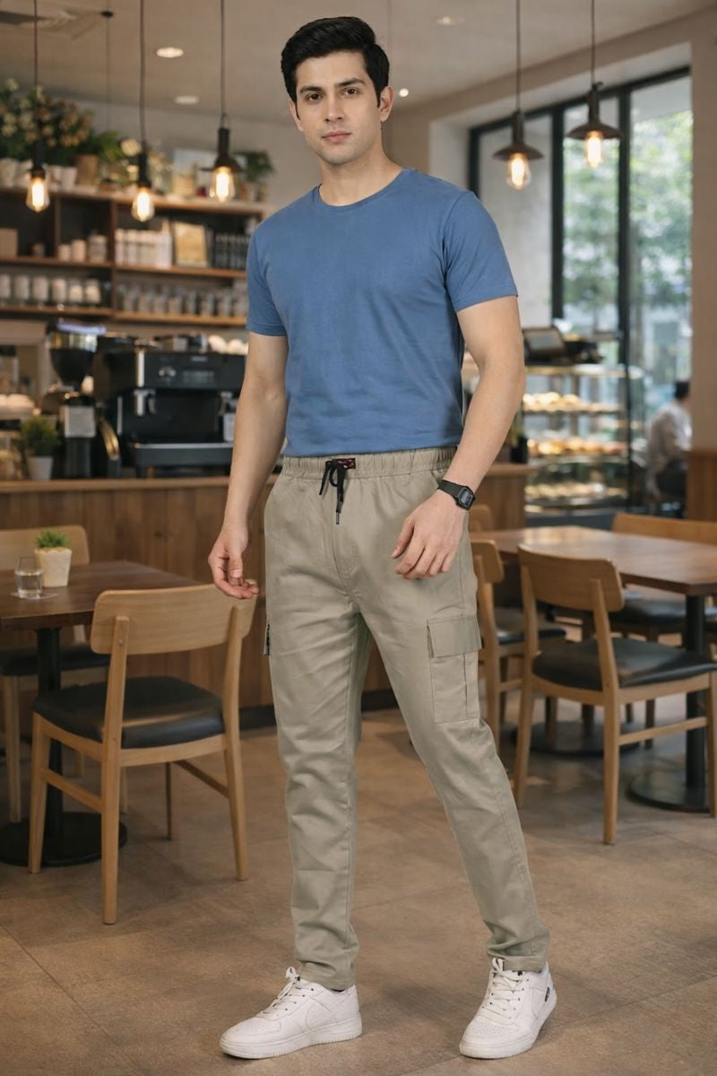 Men’s Premium Khaki Cargo Pants – Comfort Fit | Slim Fit