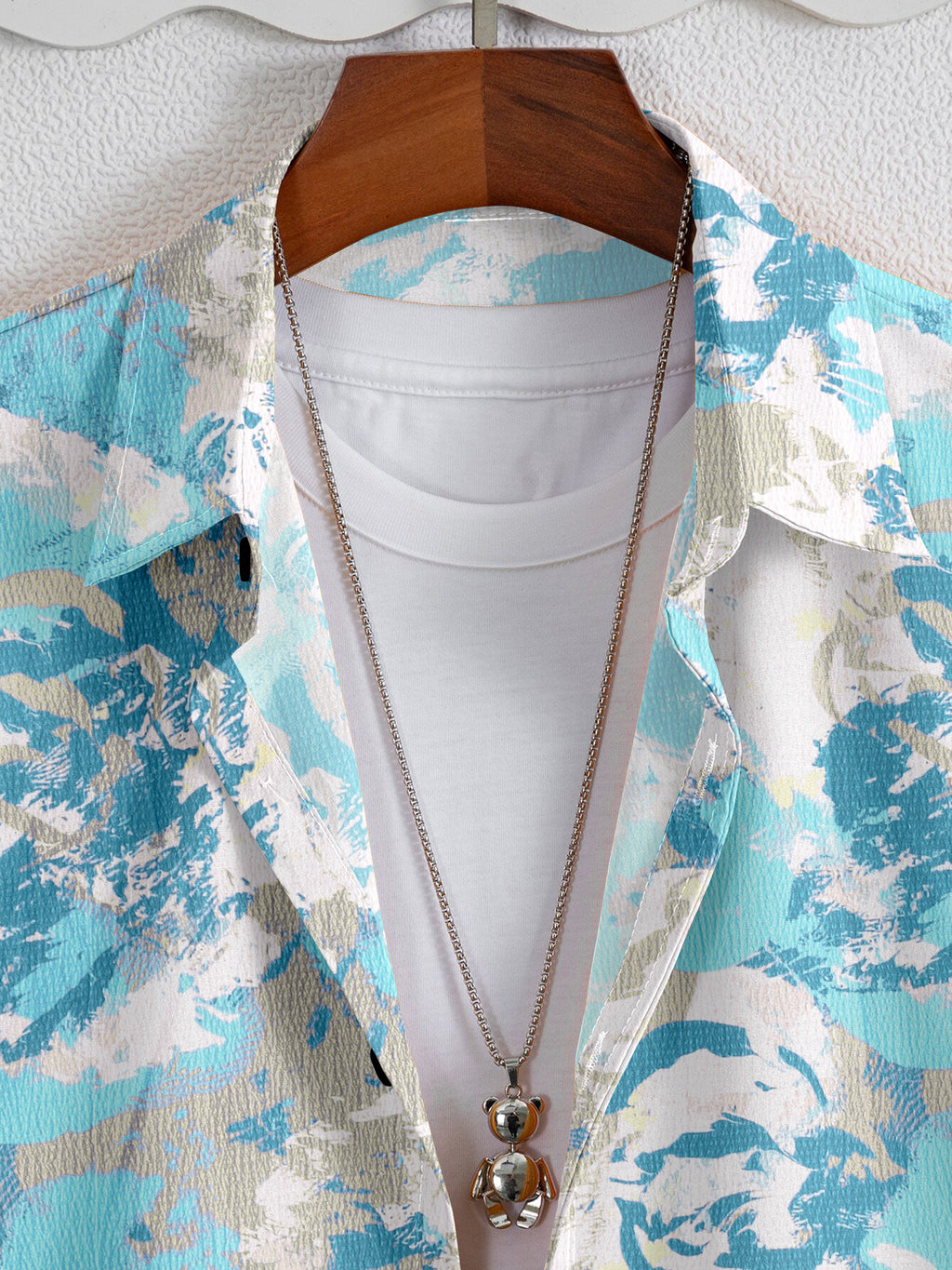 SRT Sky Blue Pop Print Half Sleeve Shirt for Men – Stylish Casual Printed Shirt