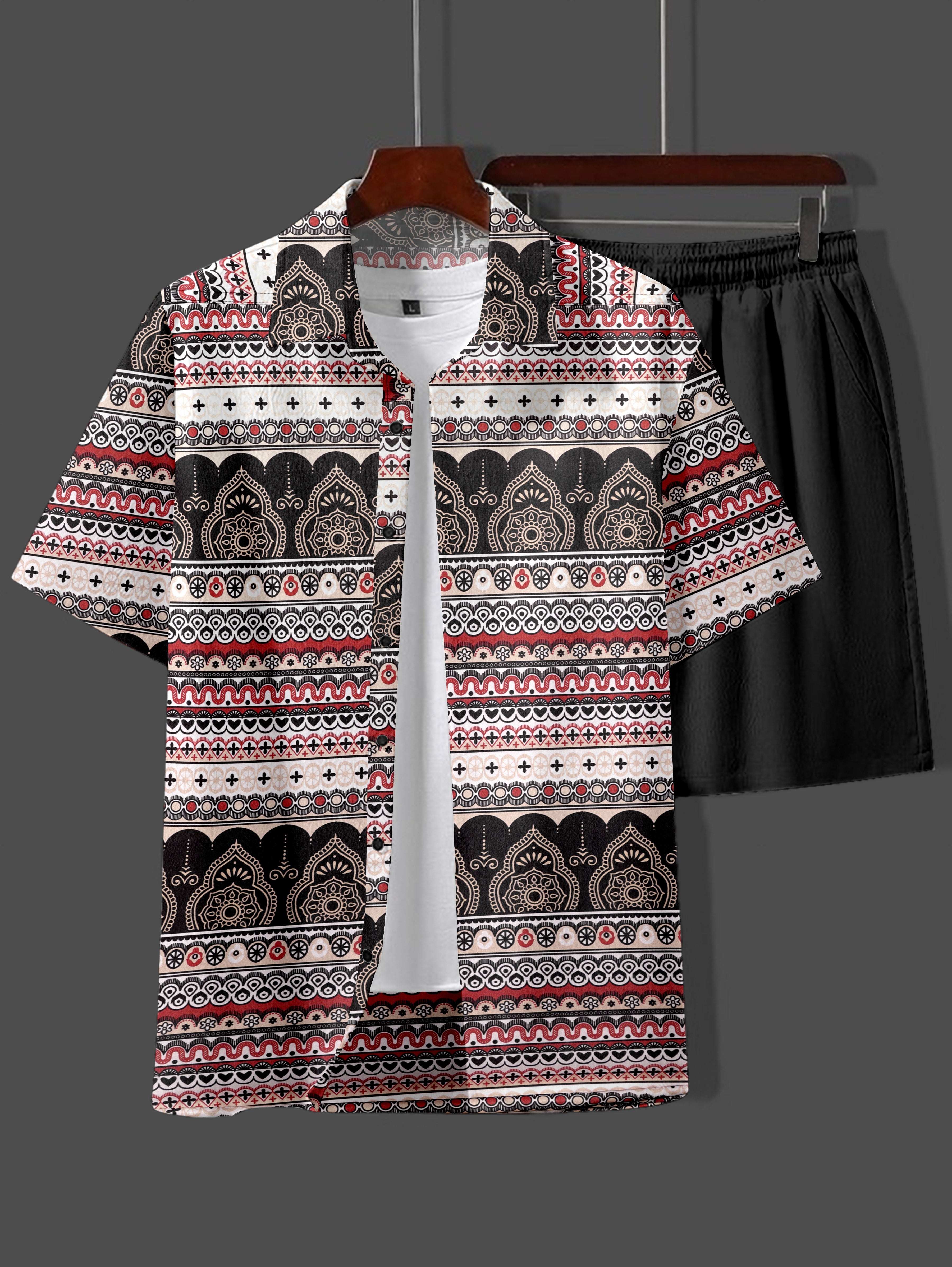 Men’s Lycra Design Night Suit – Shirt & Shorts Set