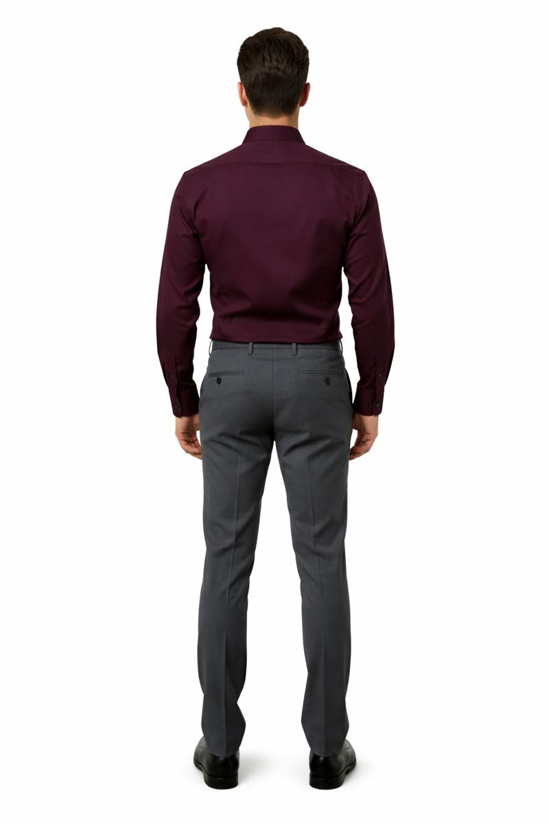 Men’s Premium Maroon Formal Shirt | Slim Fit Full Sleeve Office Wear