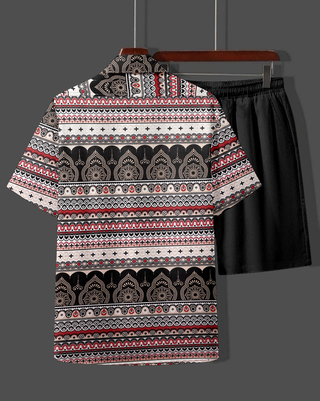 Men’s Lycra Design Night Suit – Shirt & Shorts Set