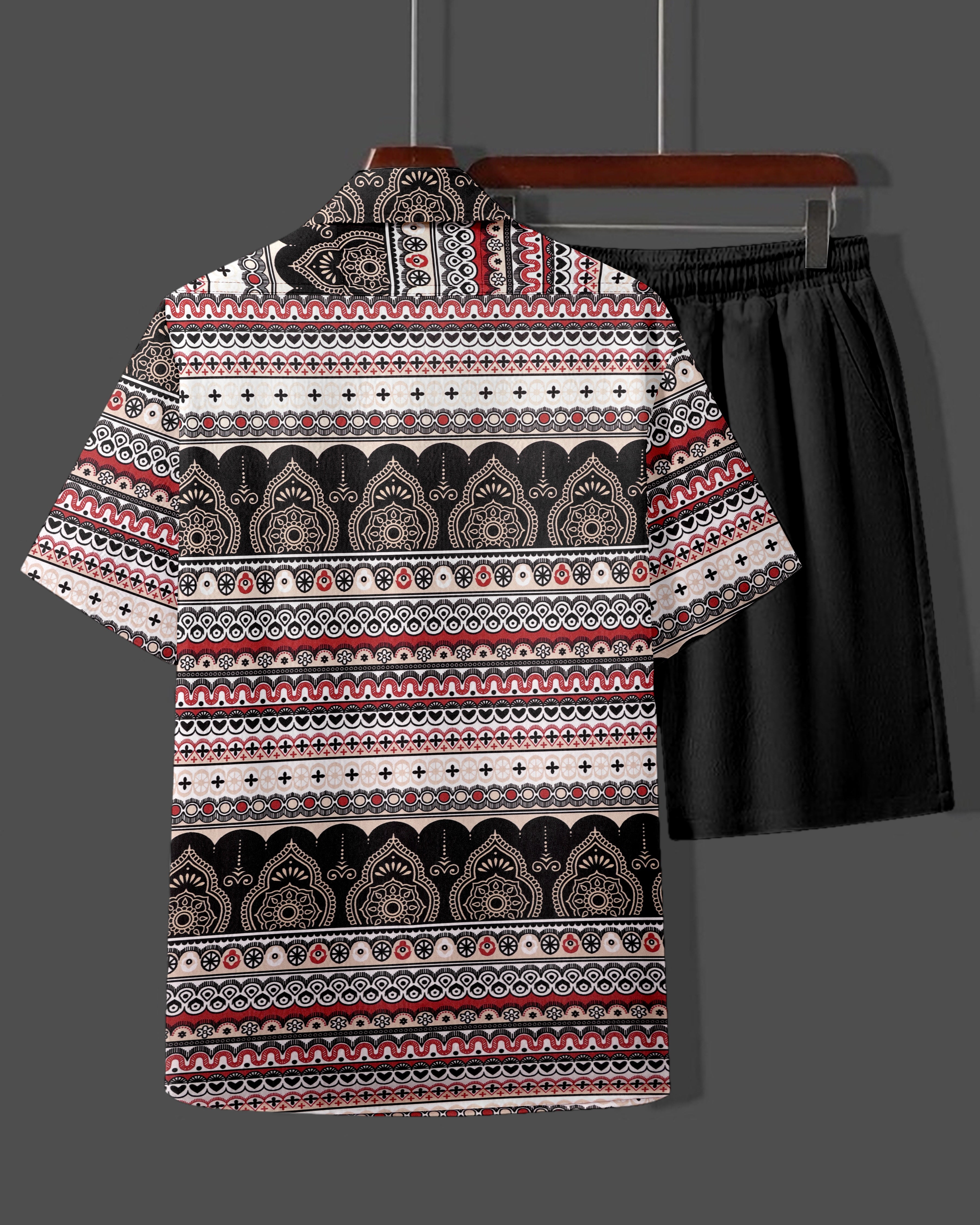 Men’s Lycra Design Night Suit – Shirt & Shorts Set