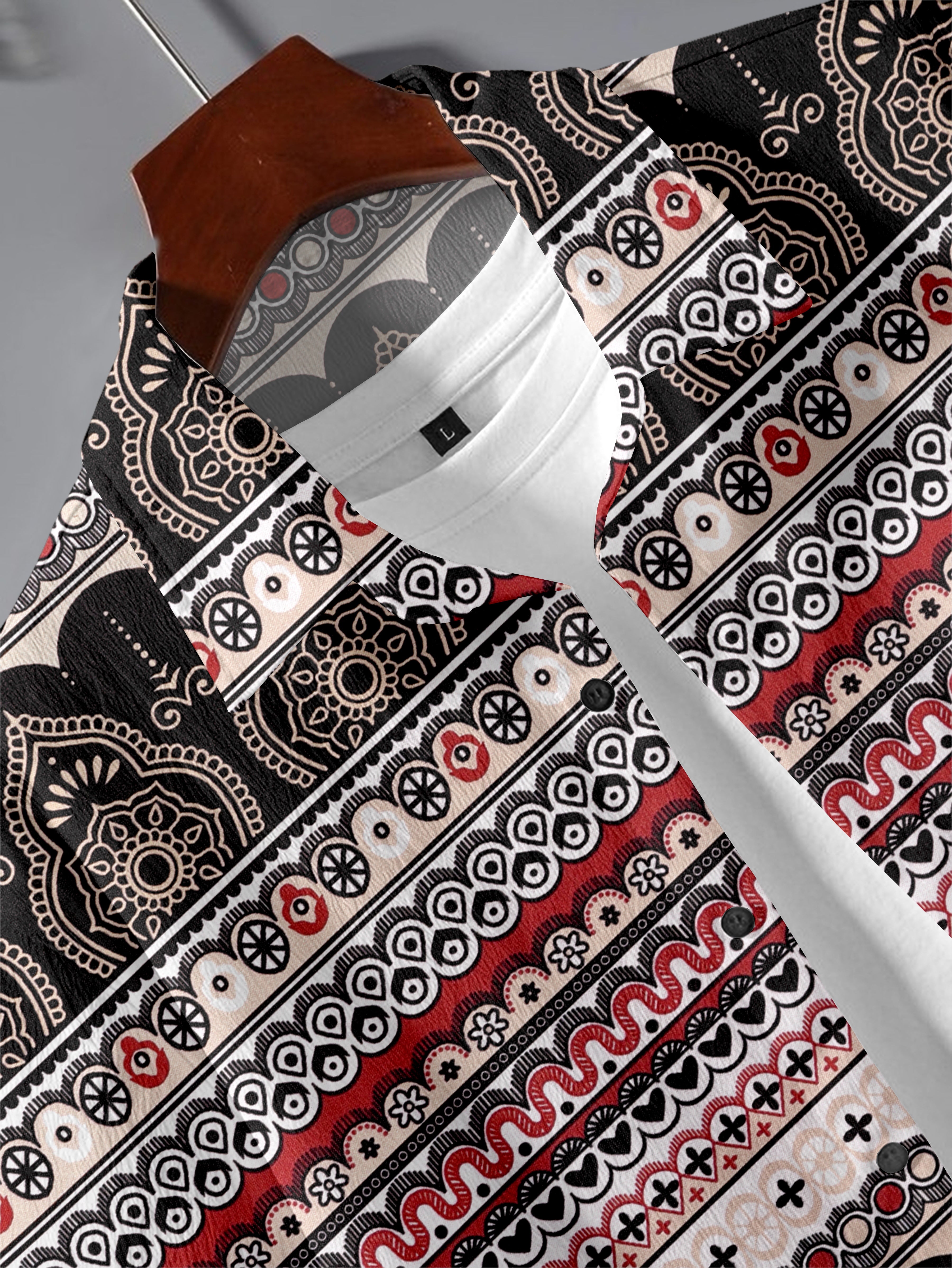 Men’s Lycra Design Night Suit – Shirt & Shorts Set