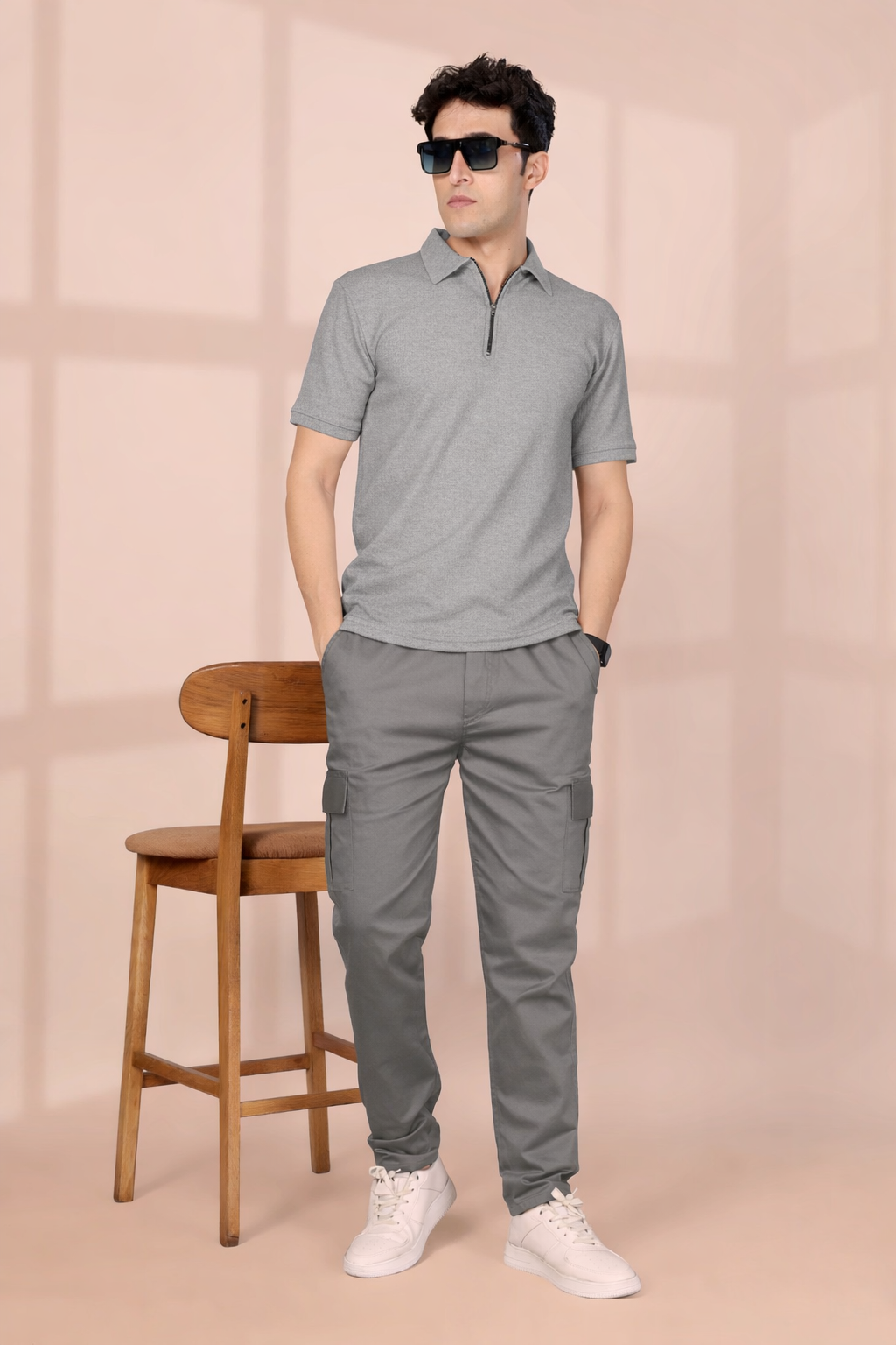 Men’s Premium Grey Cargo Pants – Comfort Fit | Casual Streetwear