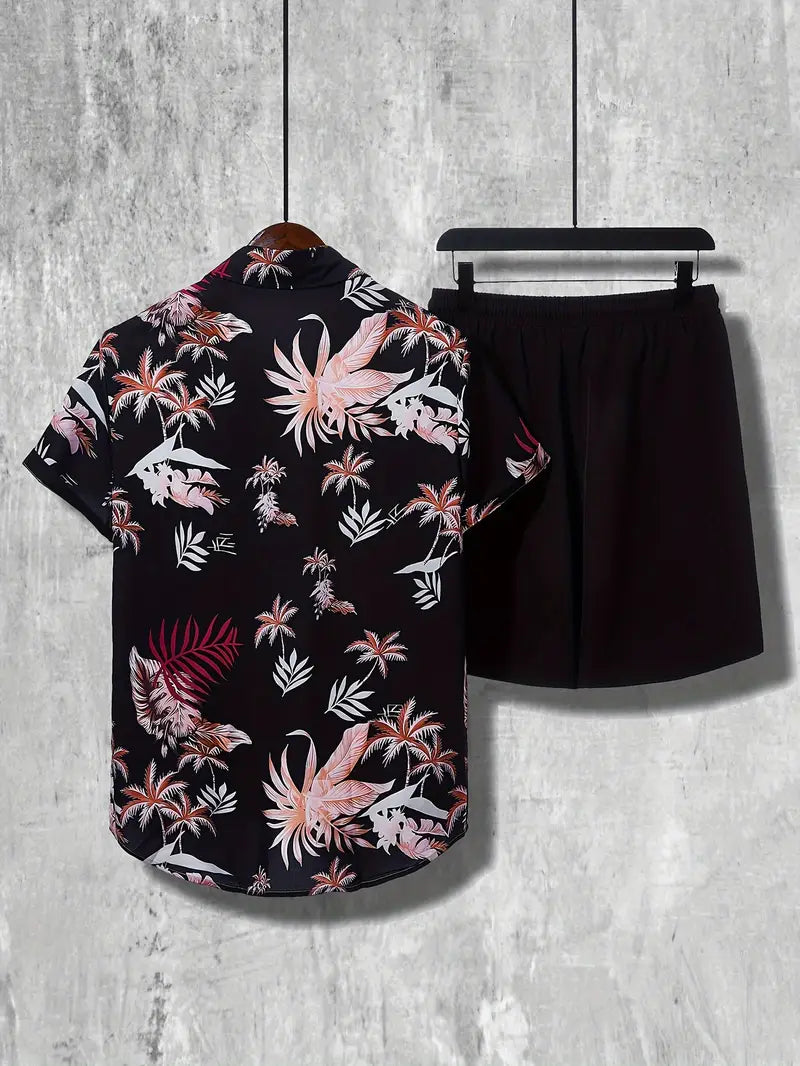 Men’s Cocos Black Lycra Night Suit – Shirt & Shorts Set