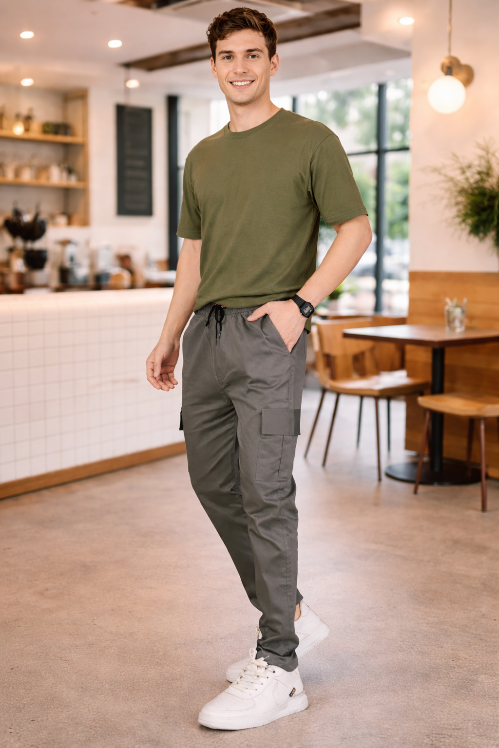 Men’s Premium Grey Cargo Pants – Comfort Fit | Casual Streetwear