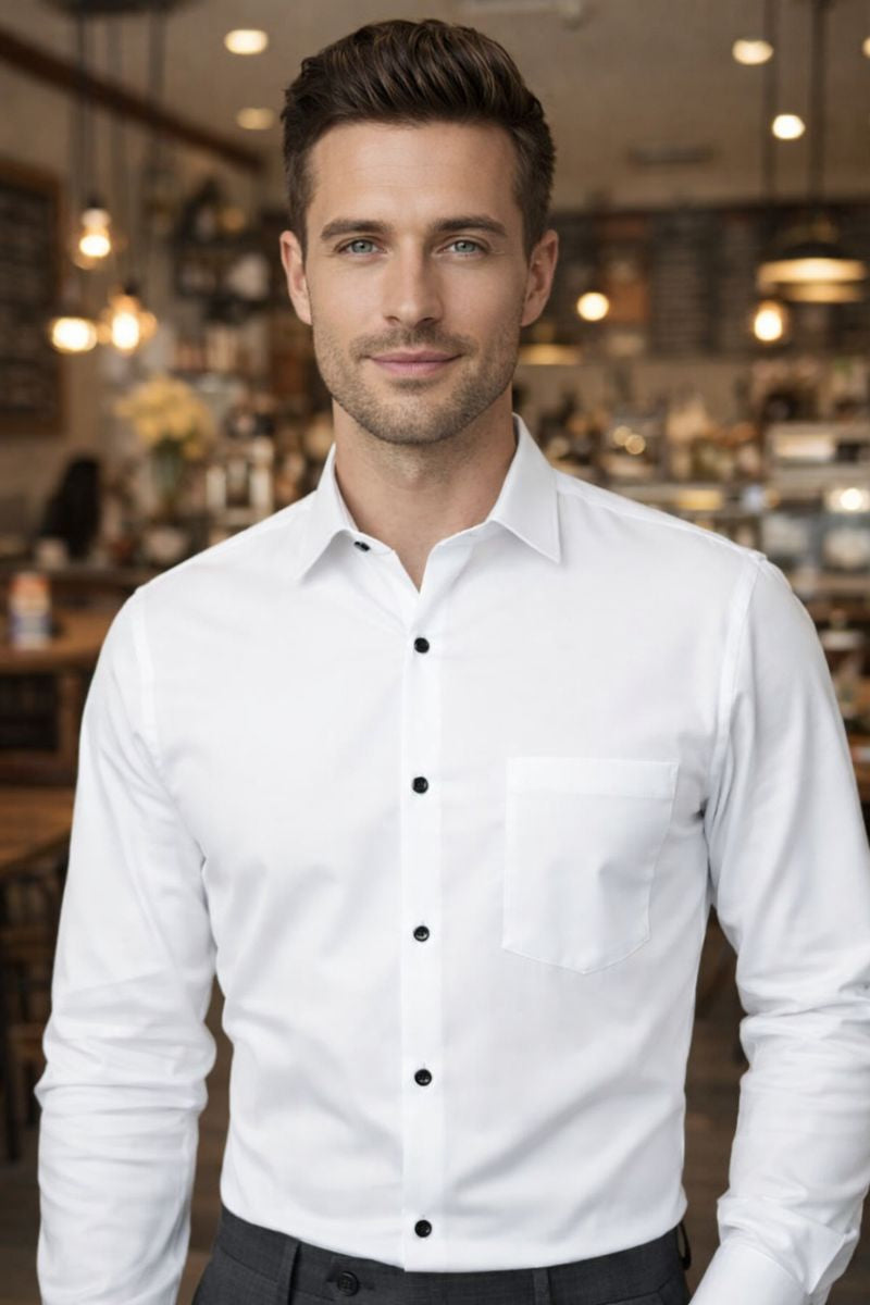 Men’s Premium White Full Sleeve Shirt – Smart Casual Slim Fit | Elegant Office & Party Wear