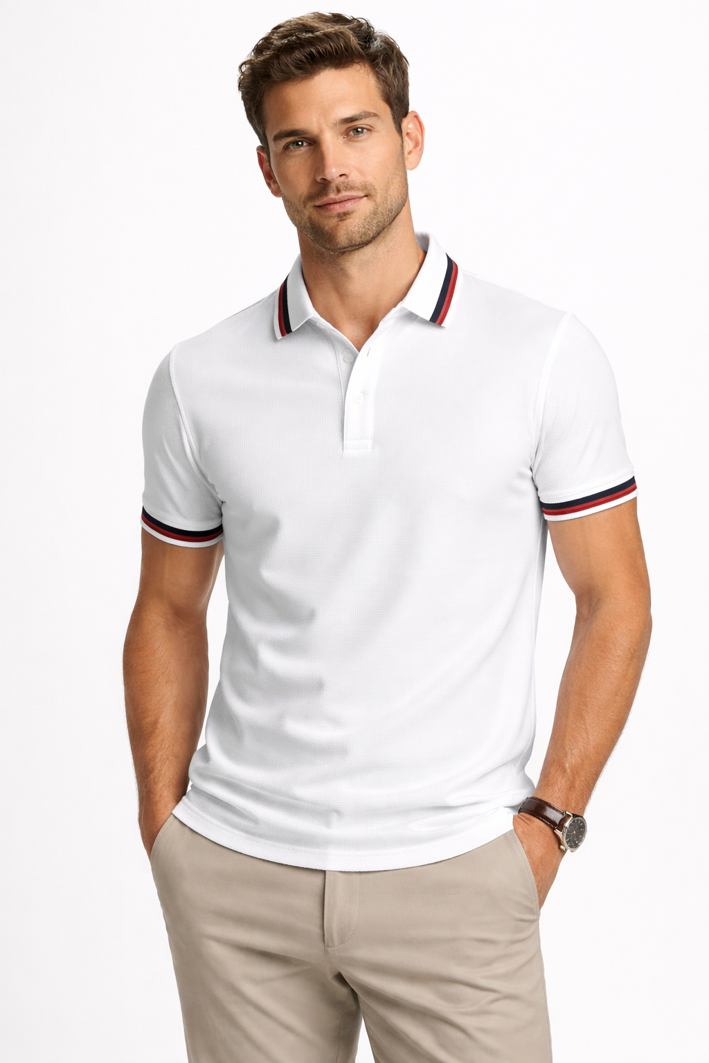 Men’s Premium Short Sleeve White T-Shirt | Slim Fit Cotton Polo for Casual & Office Wear