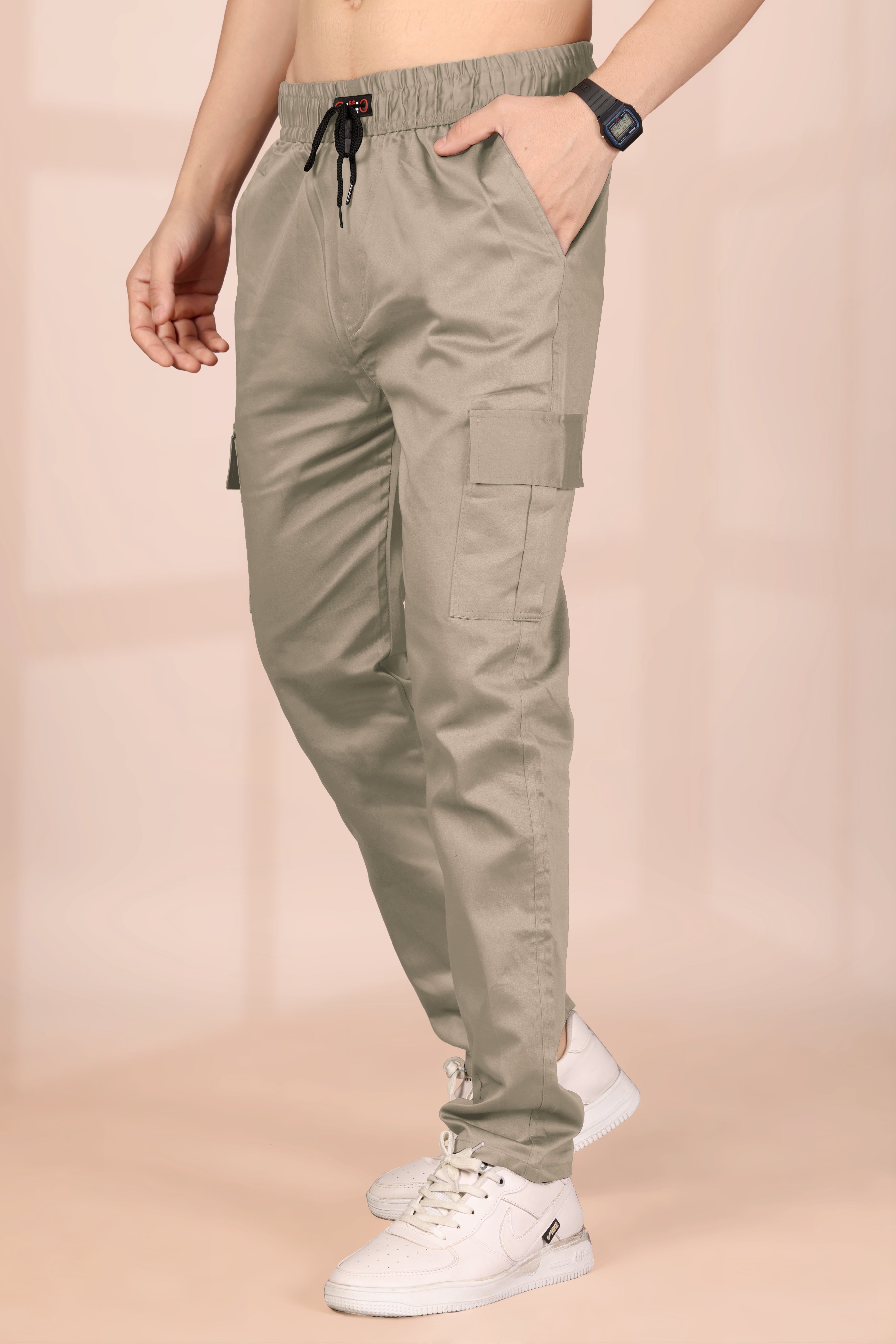 Men’s Premium Khaki Cargo Pants – Comfort Fit | Slim Fit