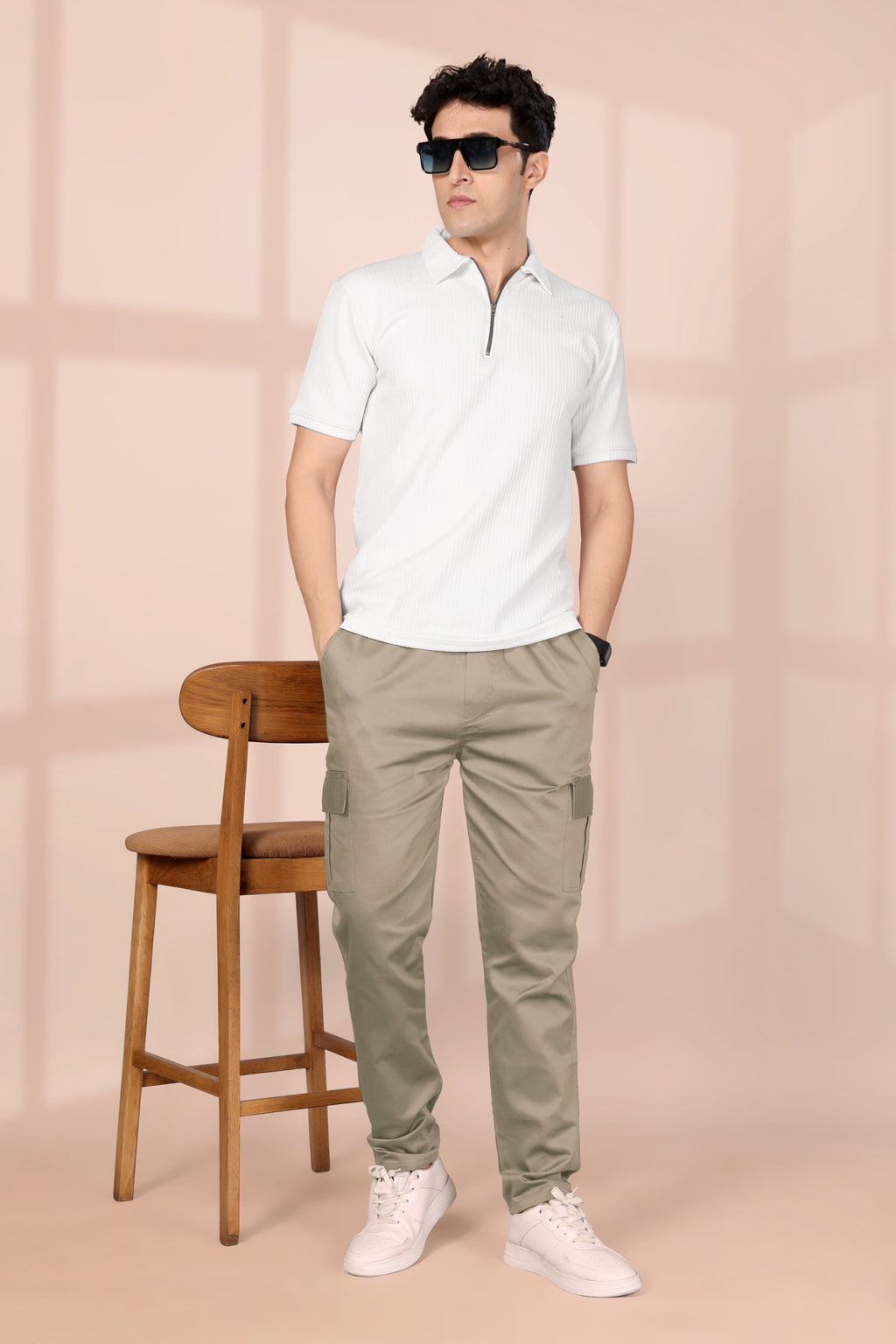 Men’s Premium Khaki Cargo Pants – Comfort Fit | Slim Fit
