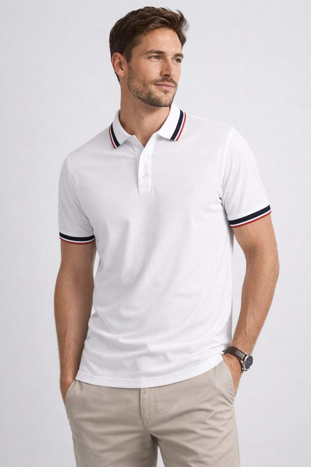 Men’s Premium Short Sleeve White T-Shirt | Slim Fit Cotton Polo for Casual & Office Wear