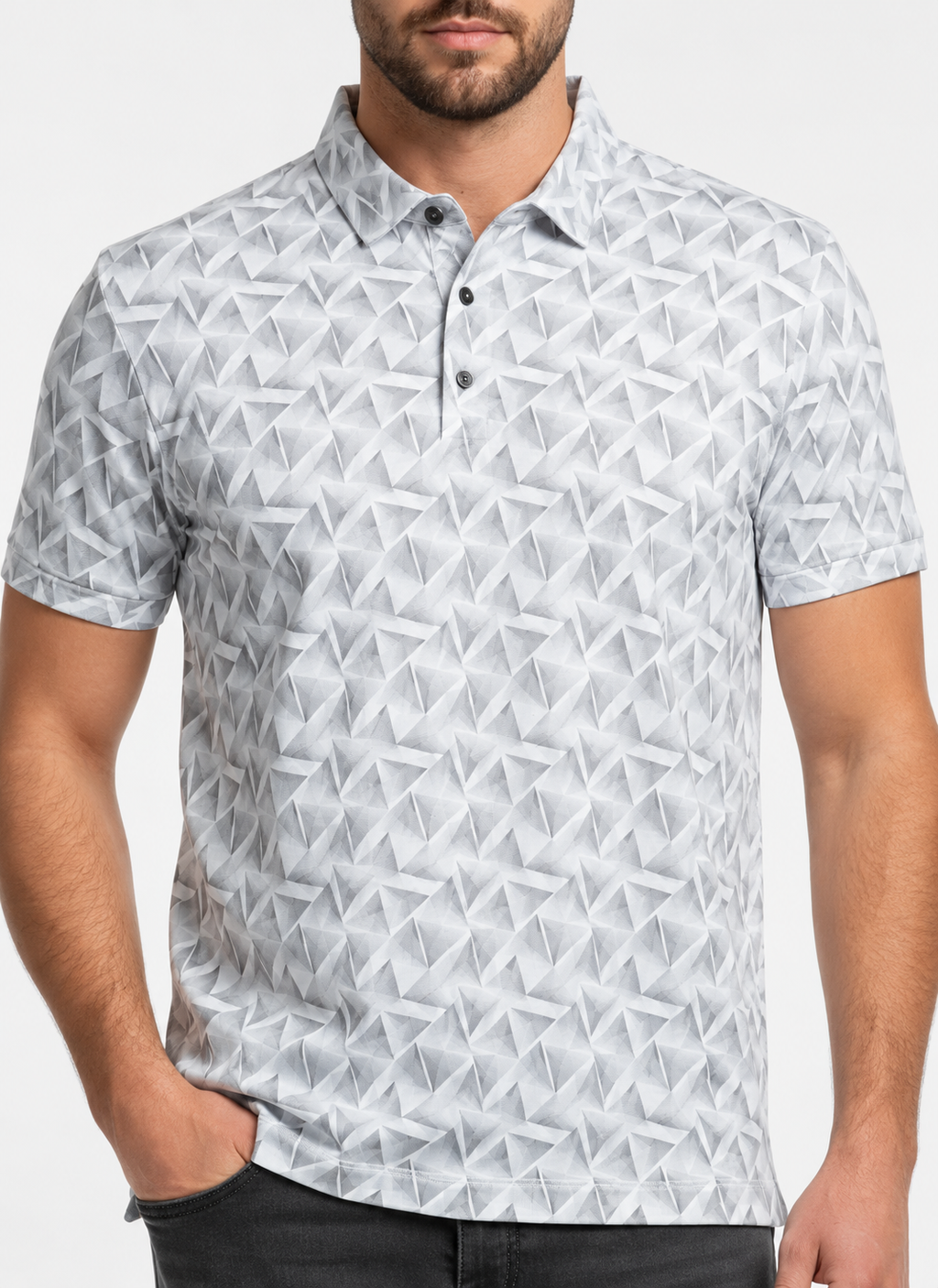 Men's Premium Printed Polo T-Shirt | Stylish Geometric Pattern Casual Half Sleeve Tshirt