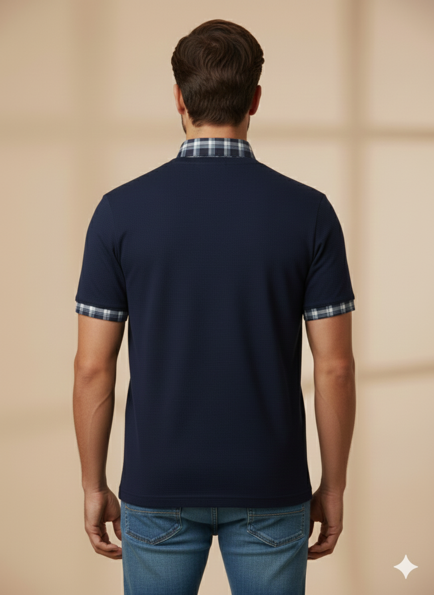 Men's Premium Blue Half Sleeve T-Shirt – Stylish Fit | Soft Cotton & Smart Casual Wear