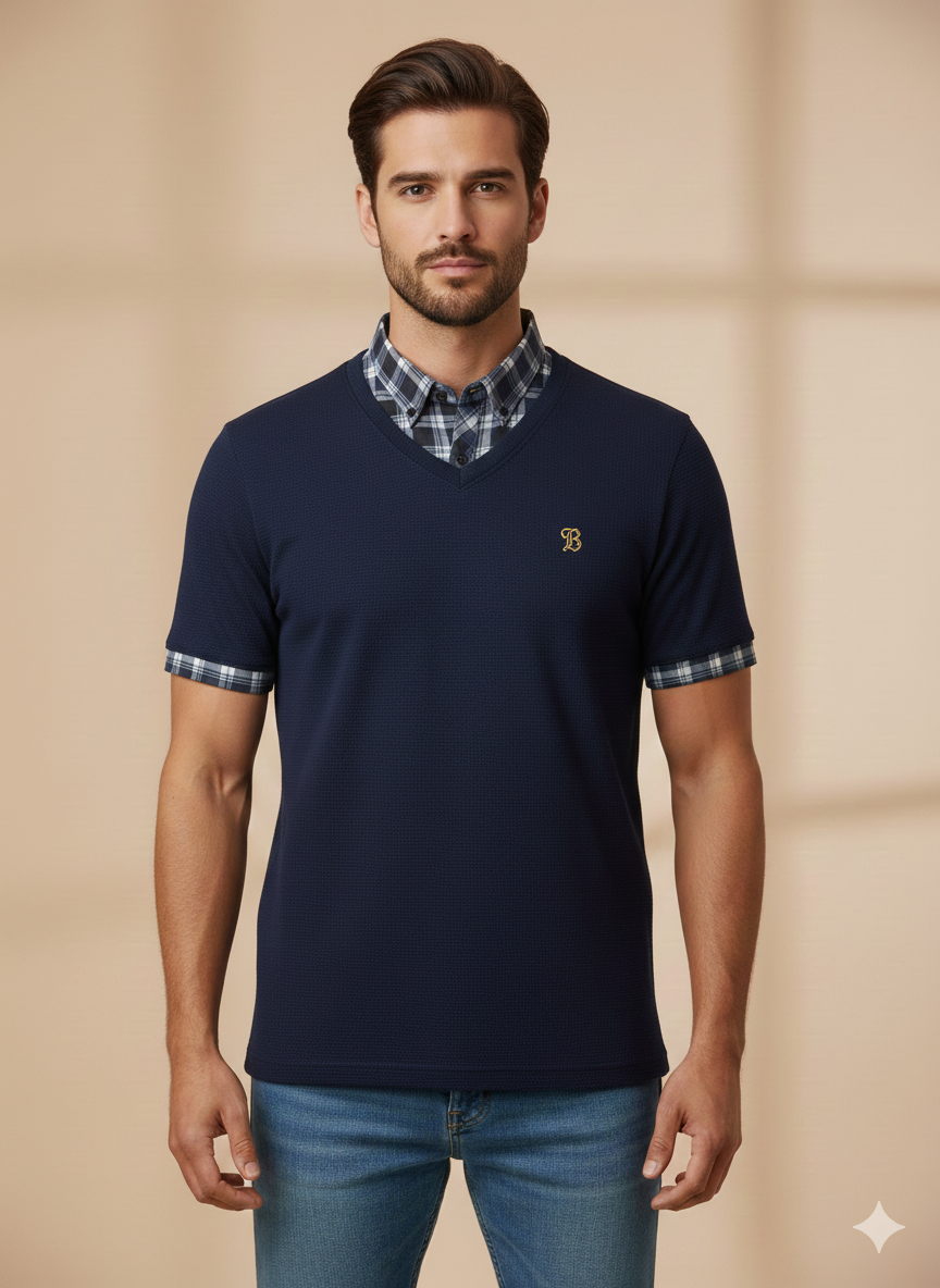 Men's Premium Blue Half Sleeve T-Shirt – Stylish Fit | Soft Cotton & Smart Casual Wear