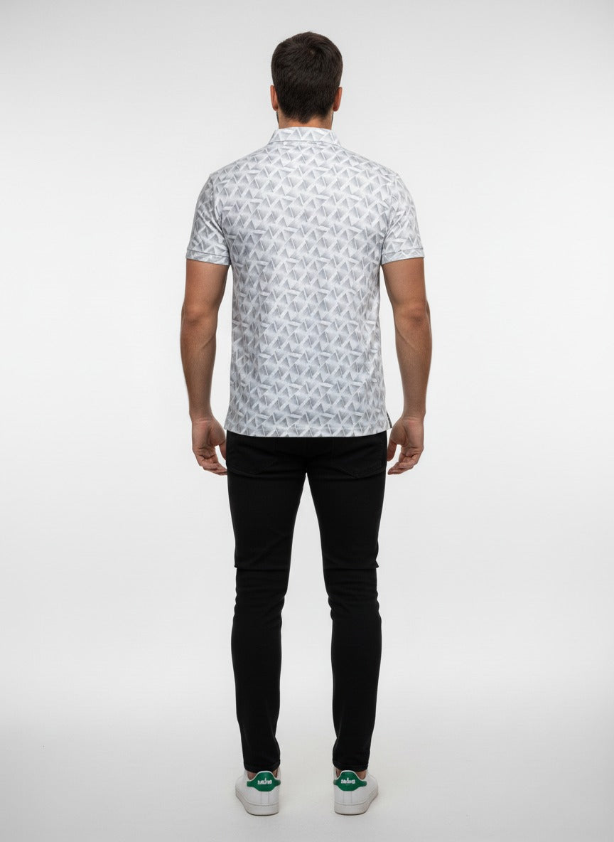 Men's Premium Printed Polo T-Shirt | Stylish Geometric Pattern Casual Half Sleeve Tshirt