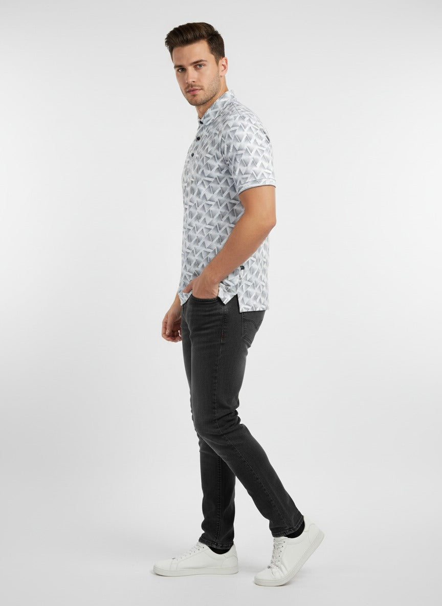 Men's Premium Printed Polo T-Shirt | Stylish Geometric Pattern Casual Half Sleeve Tshirt