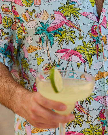 Men’s Blue Berry Lycra Night Suit – Shirt & Shorts Set