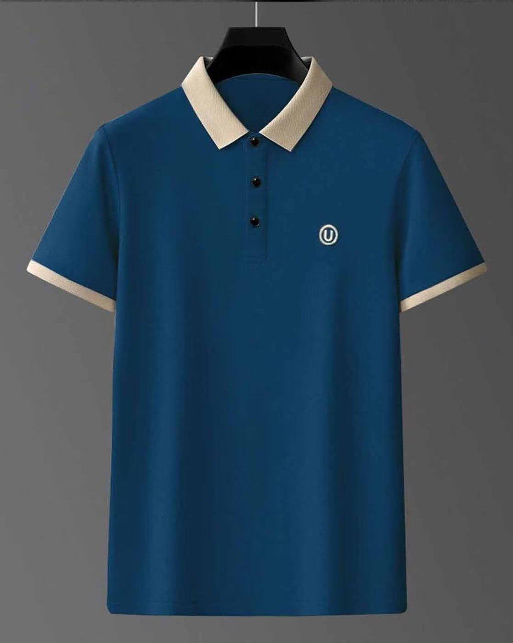 Men's Premium Teal Polo Shirt with Contrast Cream Collar – Slim Fit Short Sleeve