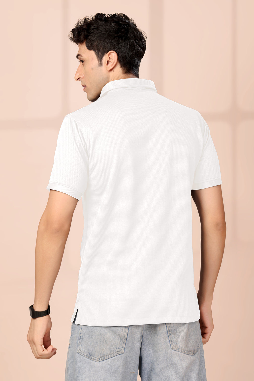 Man’s Premium White Textured Polo T-Shirt | Short Sleeve & Stylish Fit