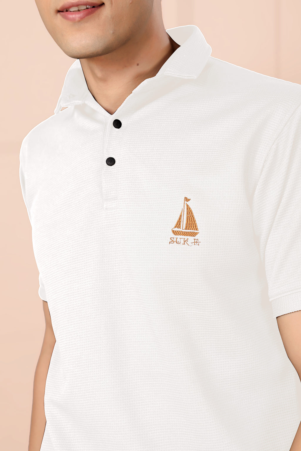 Man’s Premium White Textured Polo T-Shirt | Short Sleeve & Stylish Fit