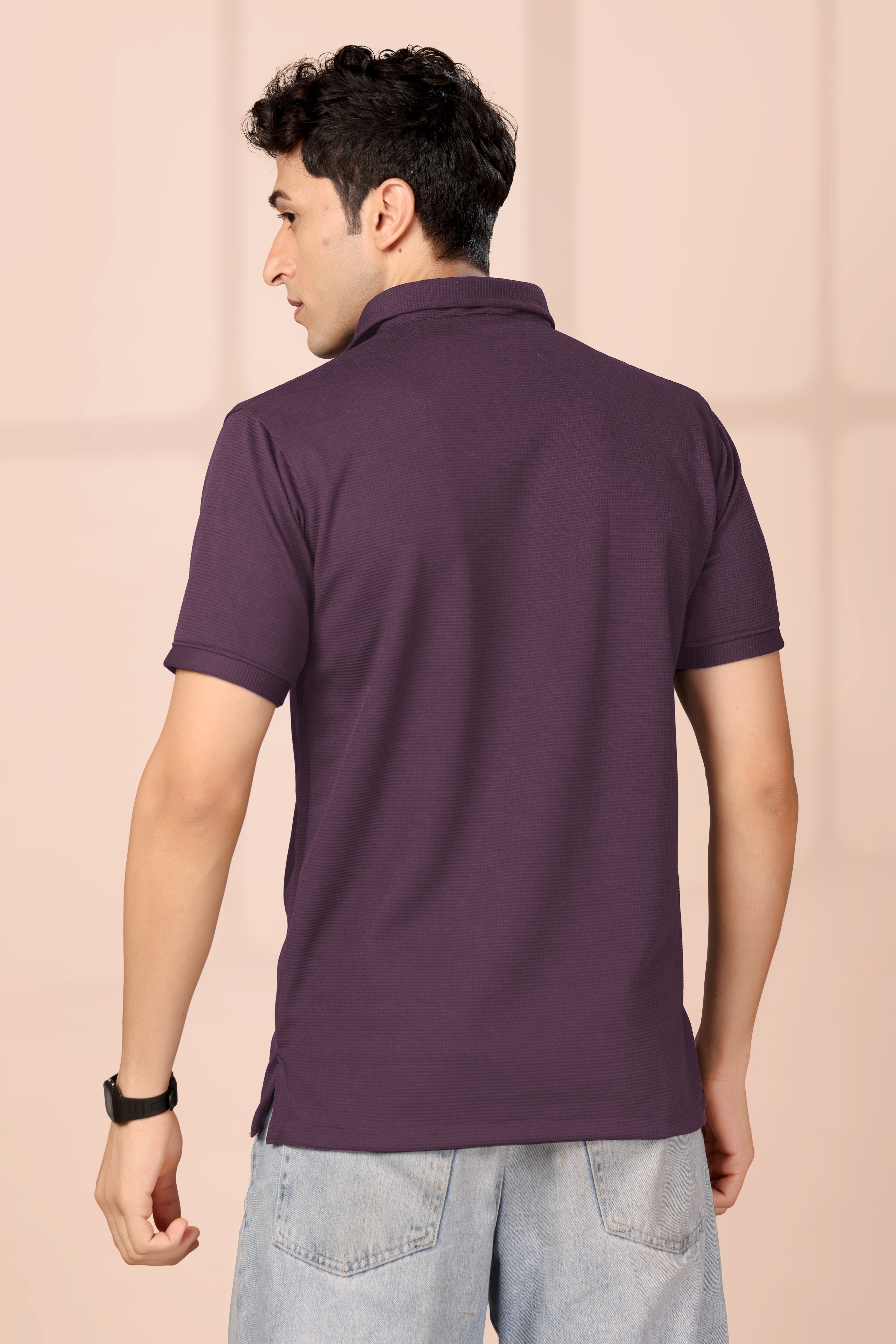 Man’s Classic Wine Textured Polo T-Shirt | Short Sleeve & Stylish Fit