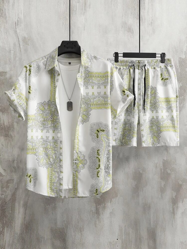 Men’s Mantose Sky Lycra Night Suit – Shirt & Shorts Set