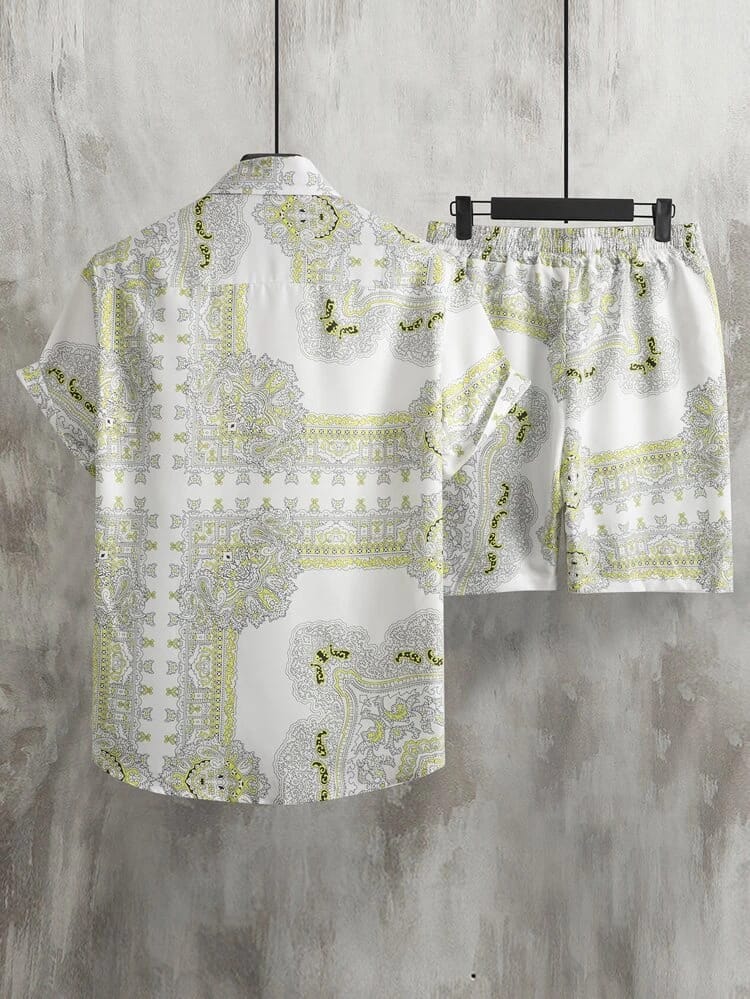 Men’s Mantose Sky Lycra Night Suit – Shirt & Shorts Set