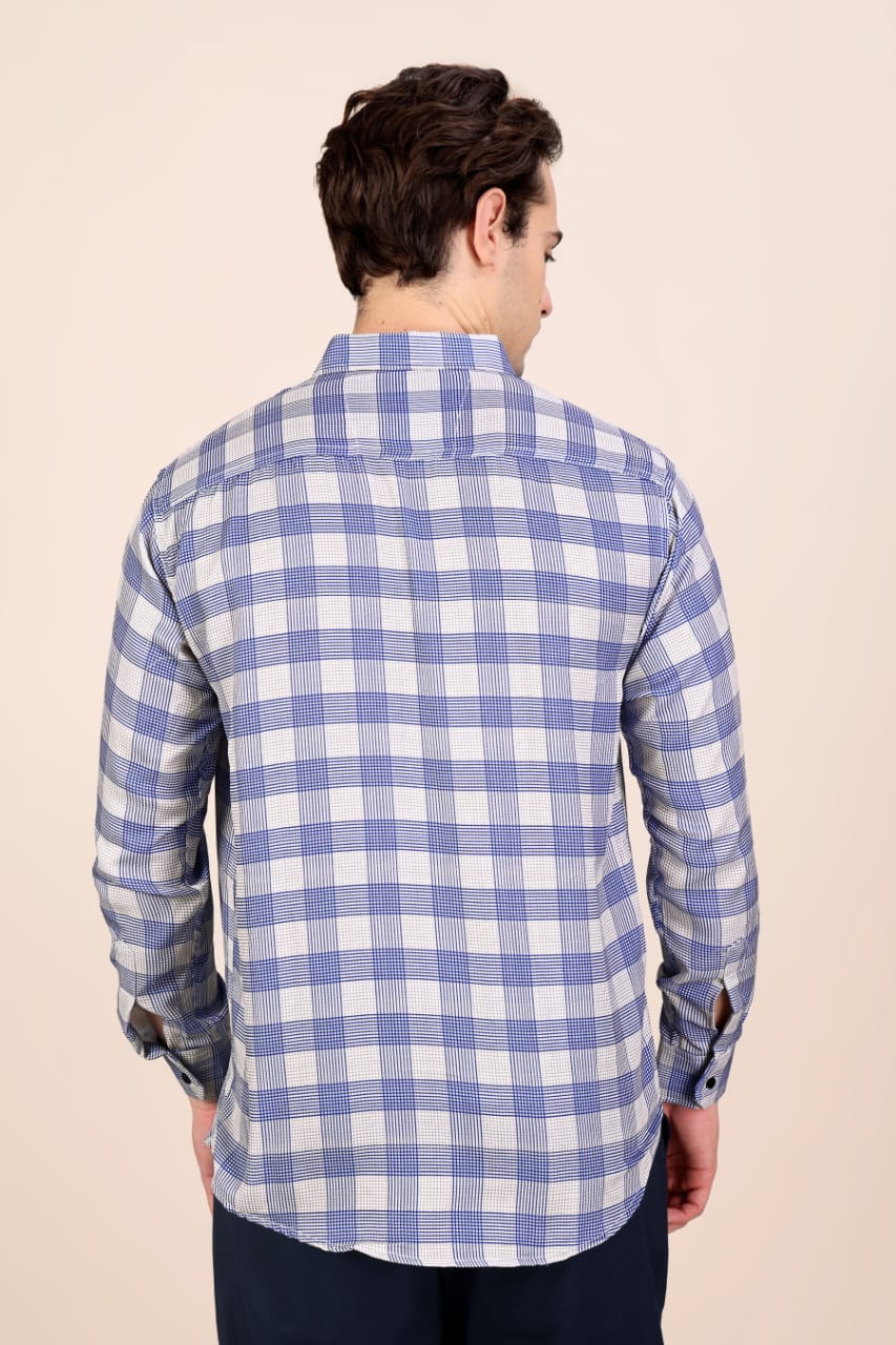 Men’s Blue Full Sleeve Casual Shirt – Premium Shirt | Stylish Regular Fit