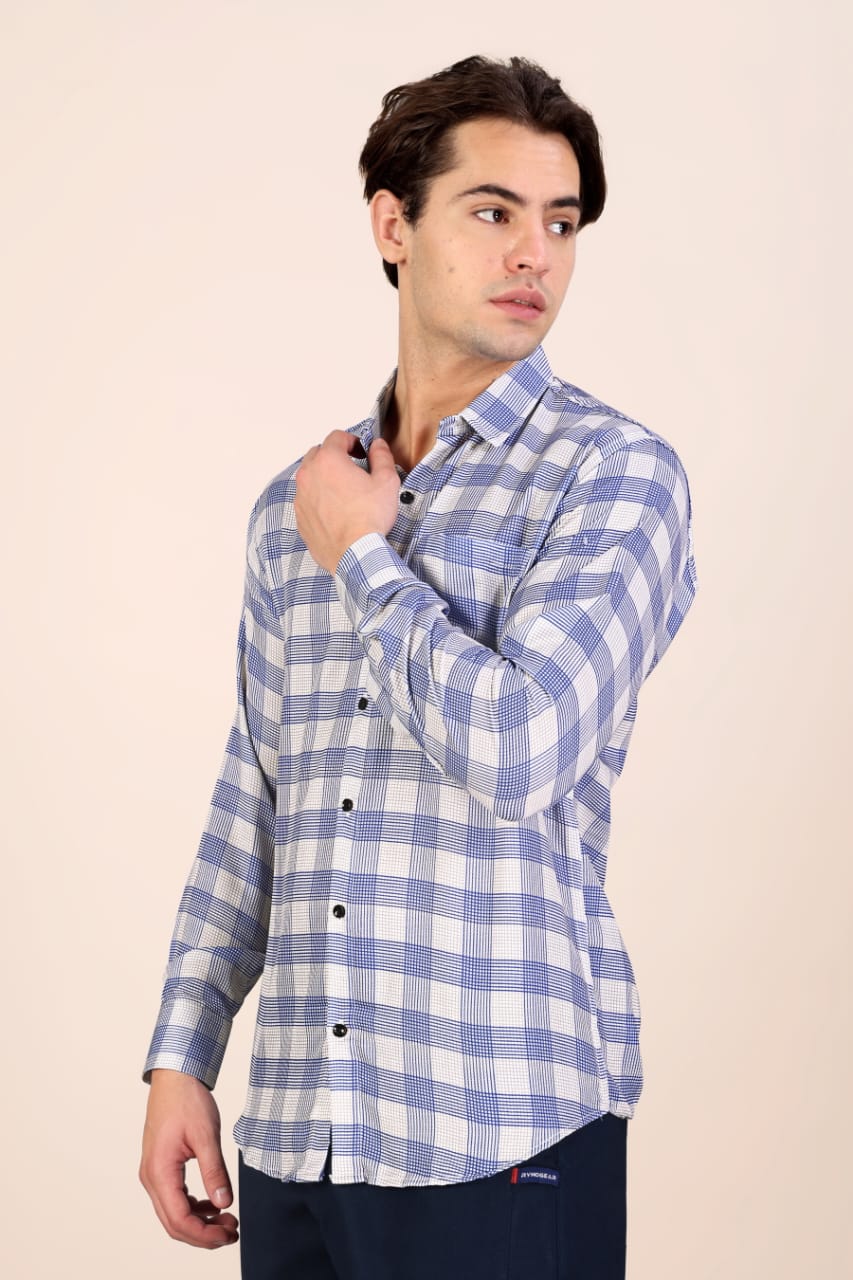 Men’s Blue Full Sleeve Casual Shirt – Premium Shirt | Stylish Regular Fit