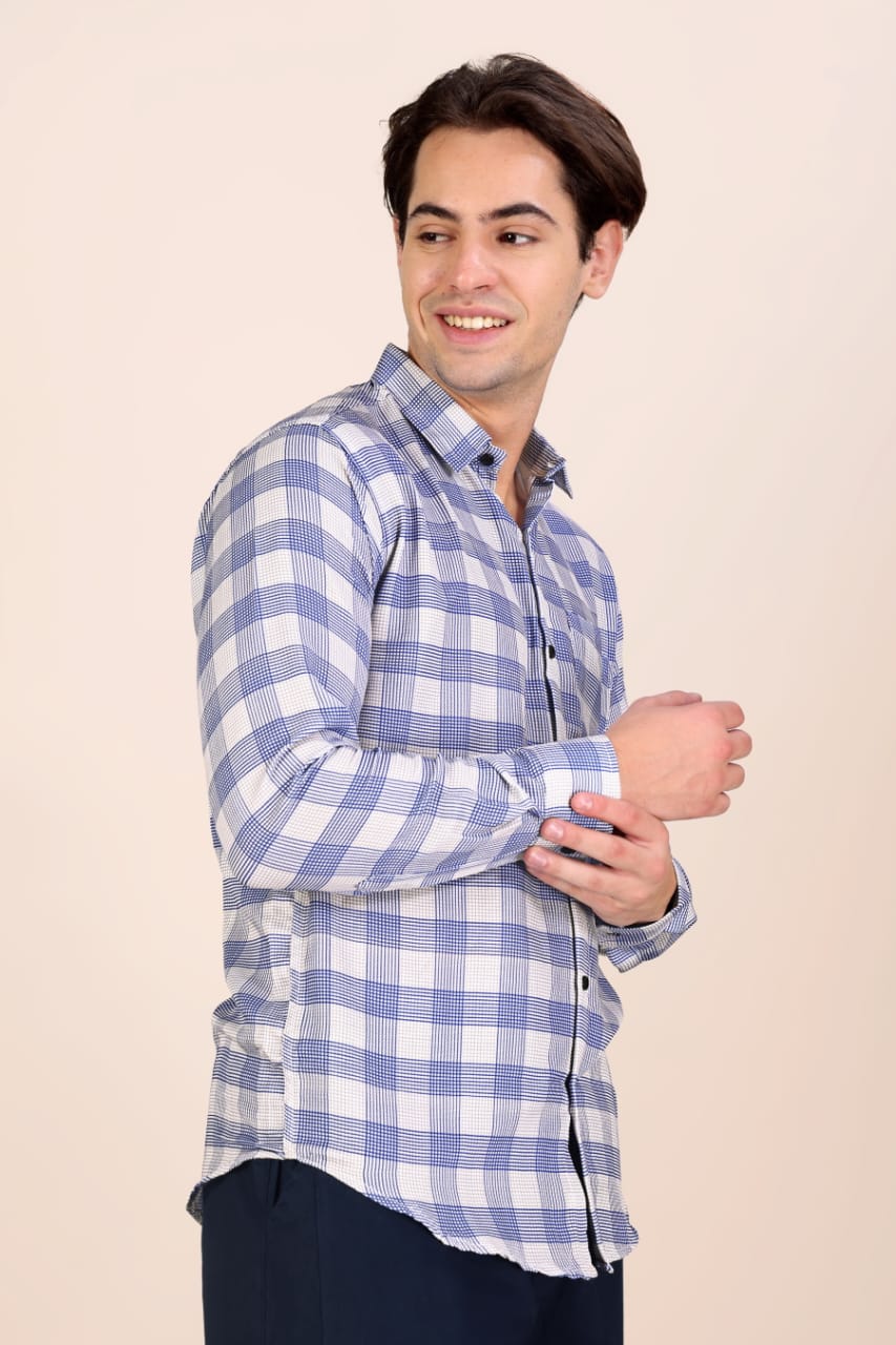 Men’s Blue Full Sleeve Casual Shirt – Premium Shirt | Stylish Regular Fit