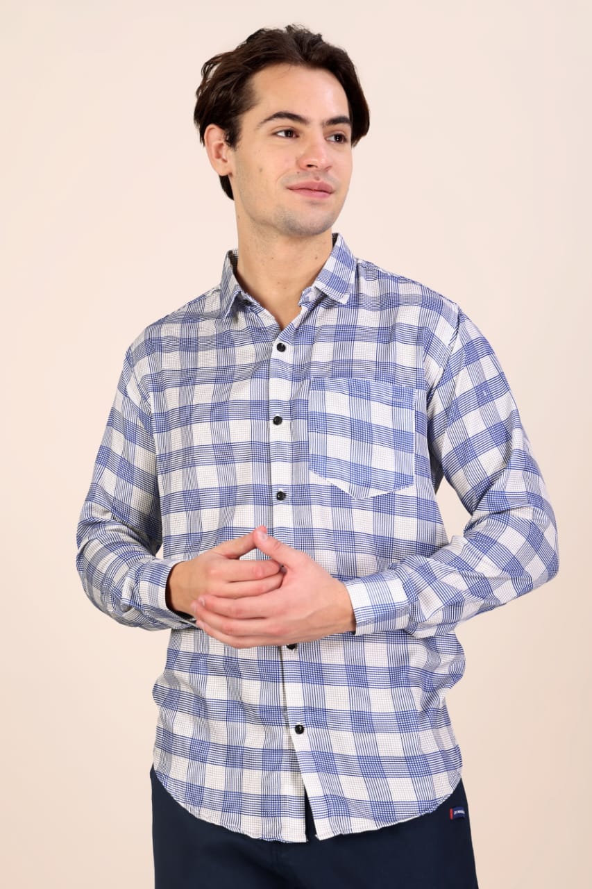 Men’s Blue Full Sleeve Casual Shirt – Premium Shirt | Stylish Regular Fit