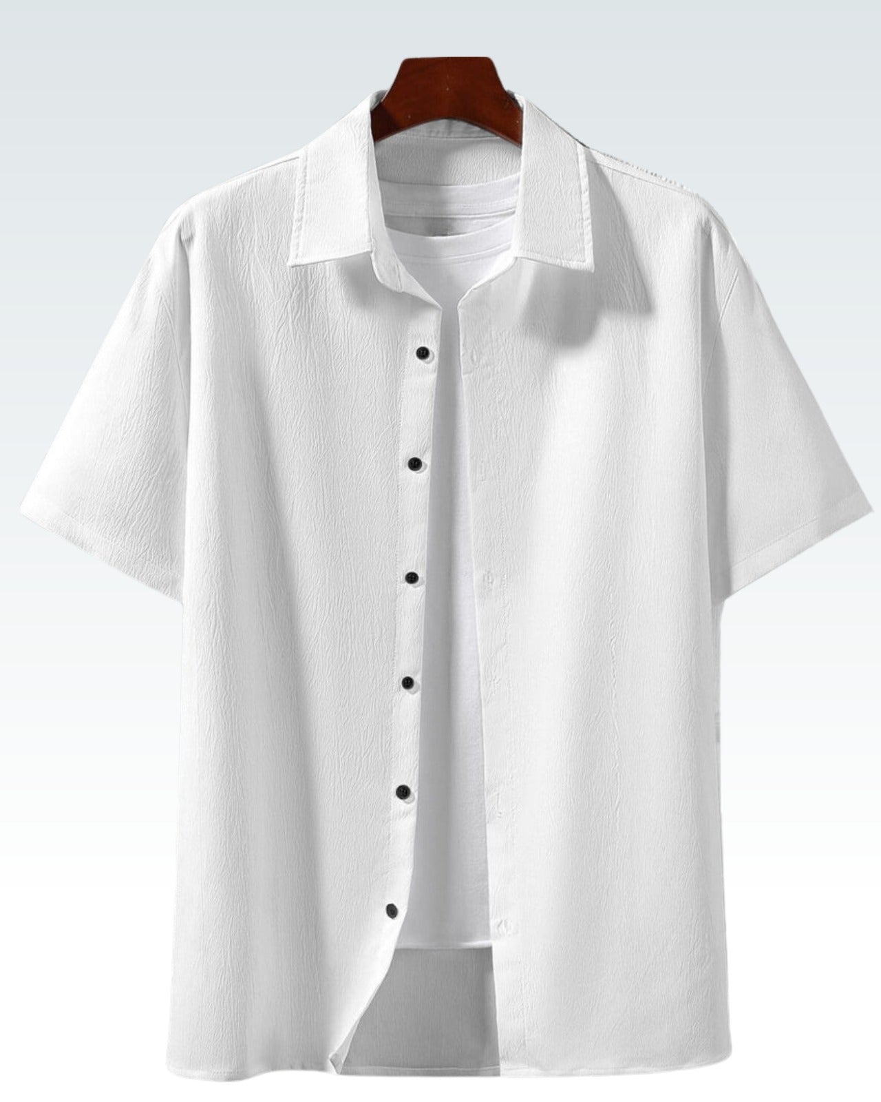 Men’s White Casual Half Sleeve Shirt – Soft Fabric, Relaxed Fit