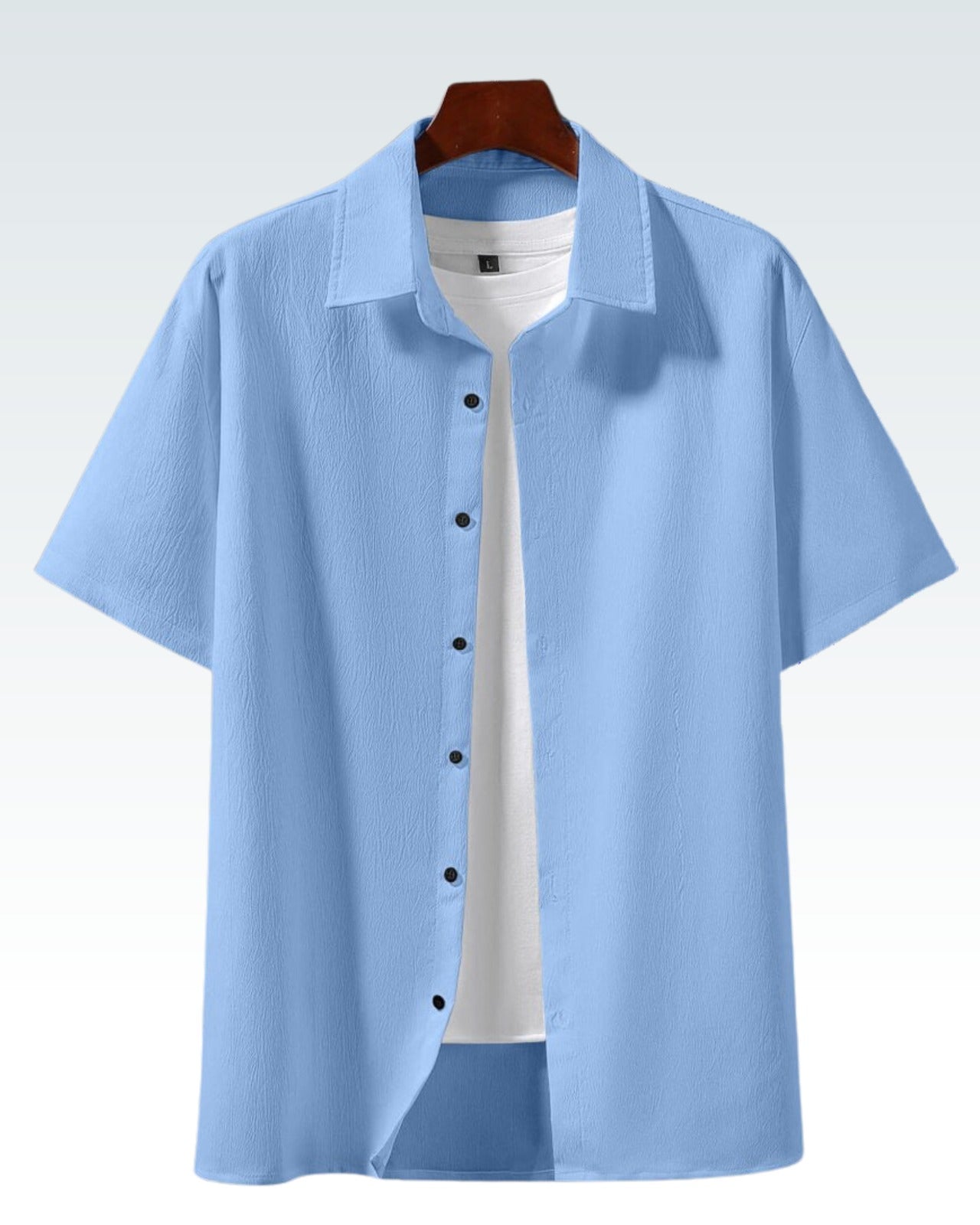 Men’s Sky Blue Casual Half Sleeve Shirt – Soft Fabric, Relaxed Fit
