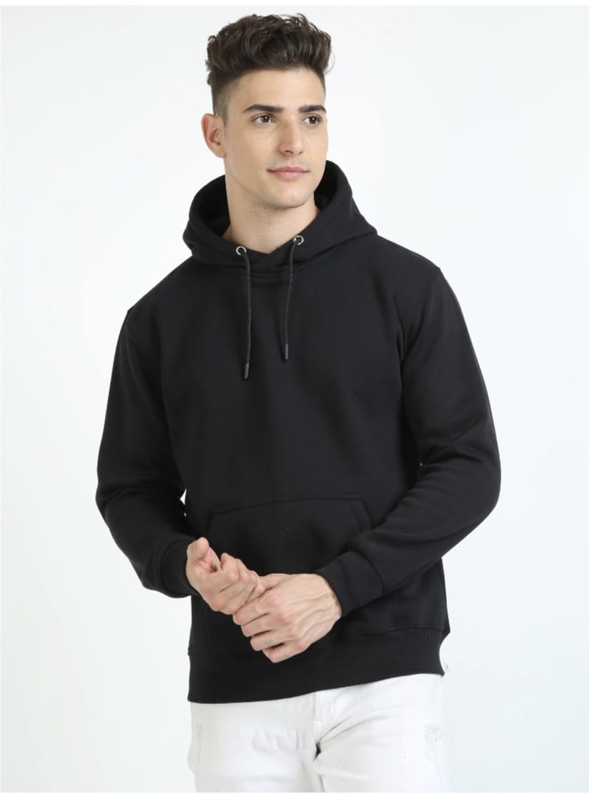 Men's Premium Black Hoodie – 100% Cotton | Regular Fit