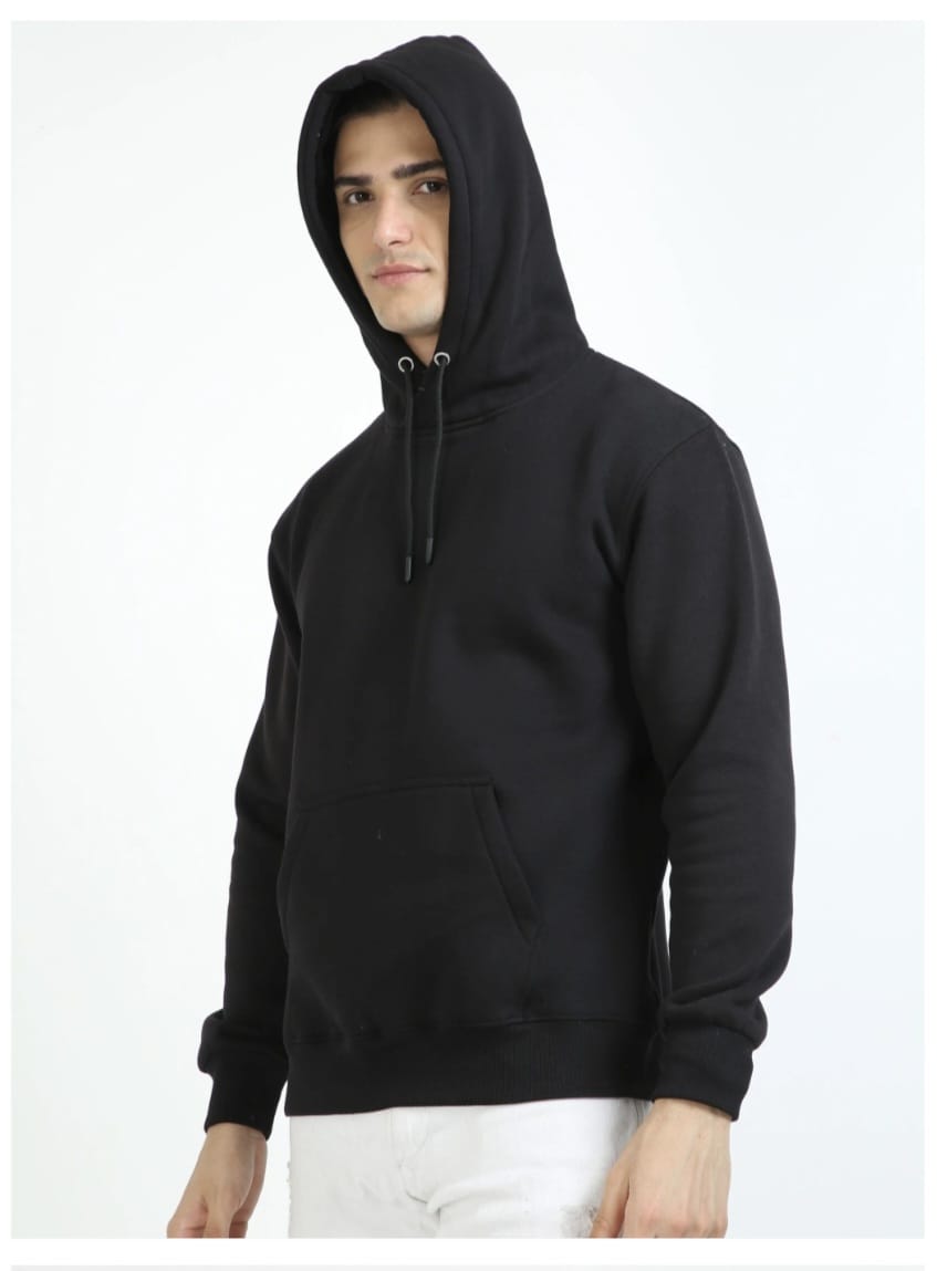 Men's Premium Black Hoodie – 100% Cotton | Regular Fit