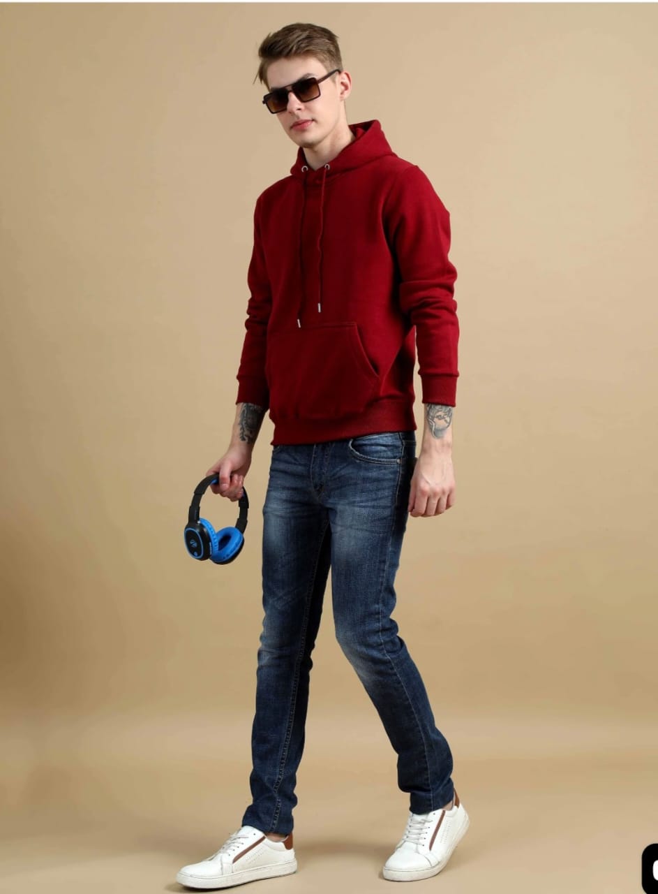 Men's Premium Red Hoodie | Soft Cotton Hoodie | Casual Stylish Winter Wear