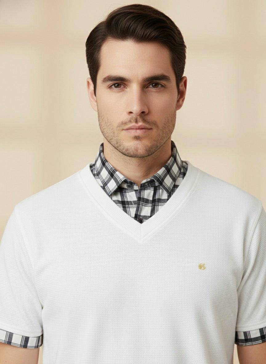 Men's White Half Sleeve T-Shirt - Premium Cotton & Stylish Slim Fit