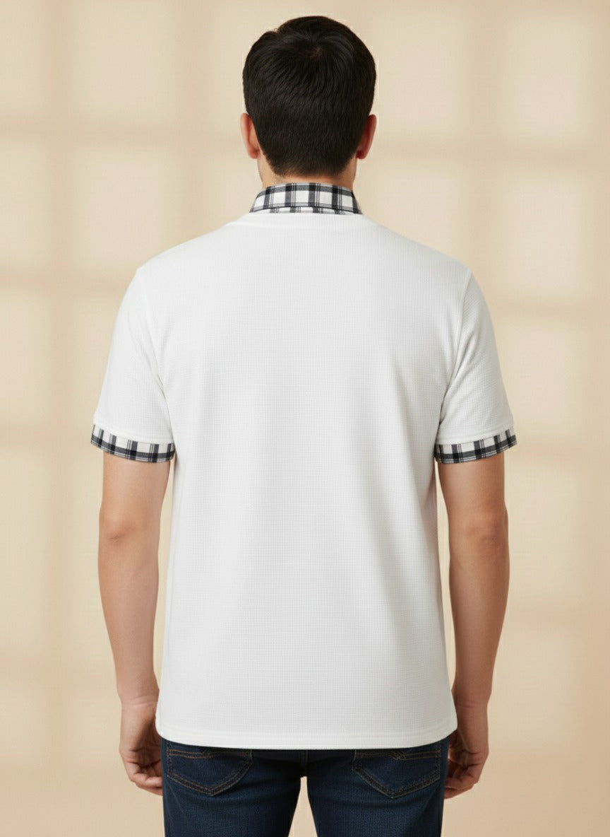 Men's White Half Sleeve T-Shirt - Premium Cotton & Stylish Slim Fit