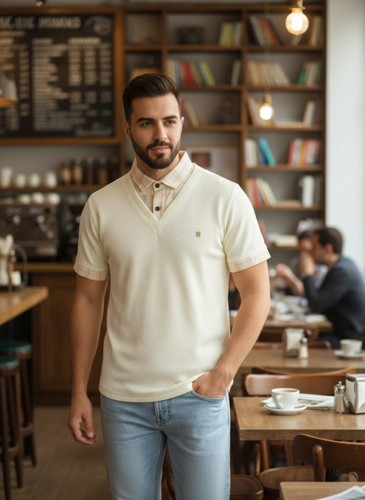 Men's Light Yellow Half Sleeve T-Shirt – Stylish Fit | Premium Soft Cotton Casual Wear