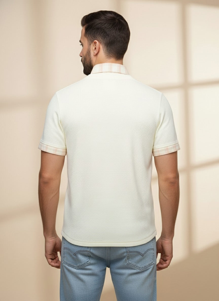 Men's Light Yellow Half Sleeve T-Shirt – Stylish Fit | Premium Soft Cotton Casual Wear