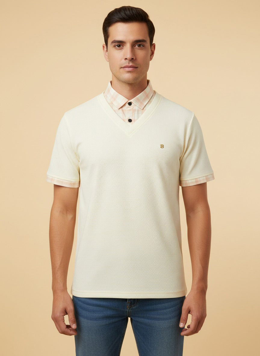 Men's Light Yellow Half Sleeve T-Shirt – Stylish Fit | Premium Soft Cotton Casual Wear