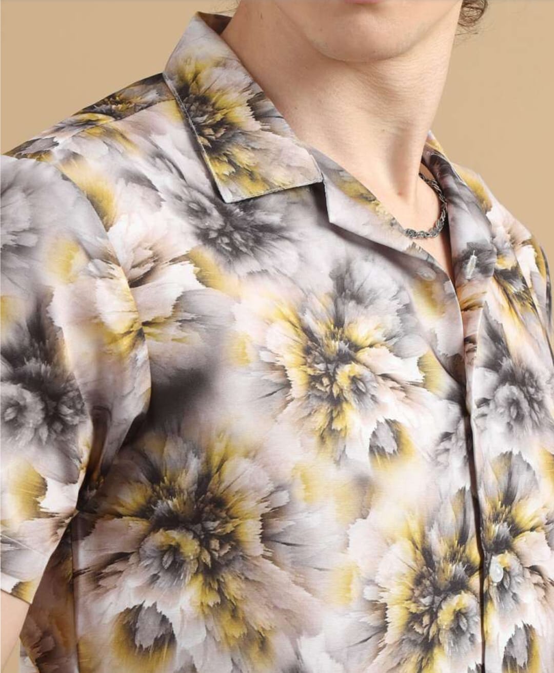 Men’s Yellow Lycra Night Suit – Shirt & Shorts Set