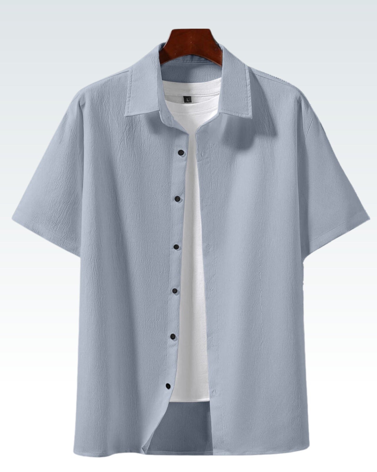 Men’s Light Blue Casual Half Sleeve Shirt – Soft Fabric, Relaxed Fit