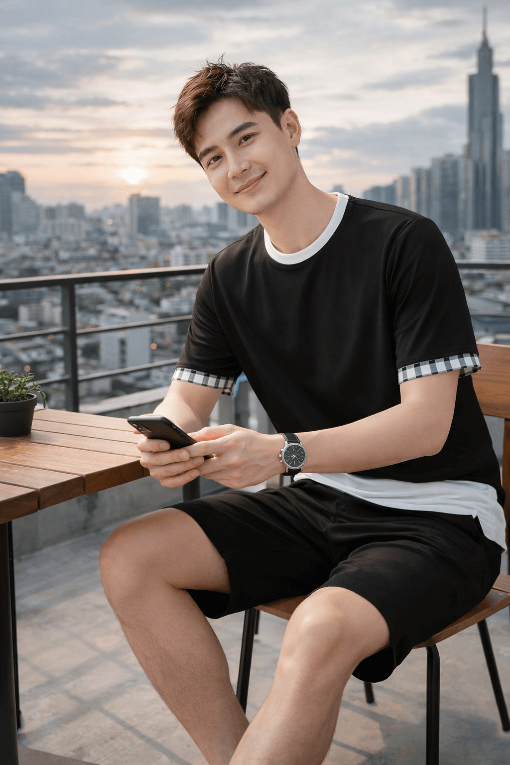 Men's Premium Black Half Sleeve T-Shirt - Stylish Fit | Smart Casual Collar Design