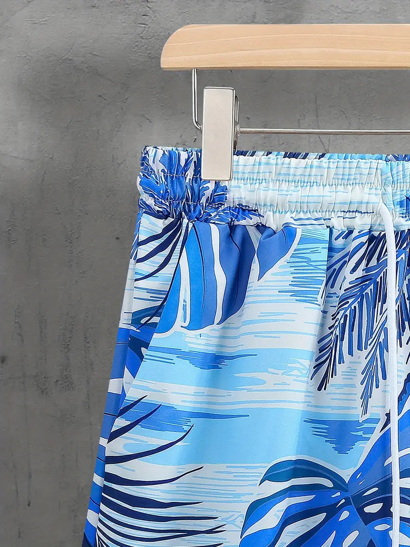 Men’s Cocos Blue Lycra Night Suit – Shirt & Shorts Set