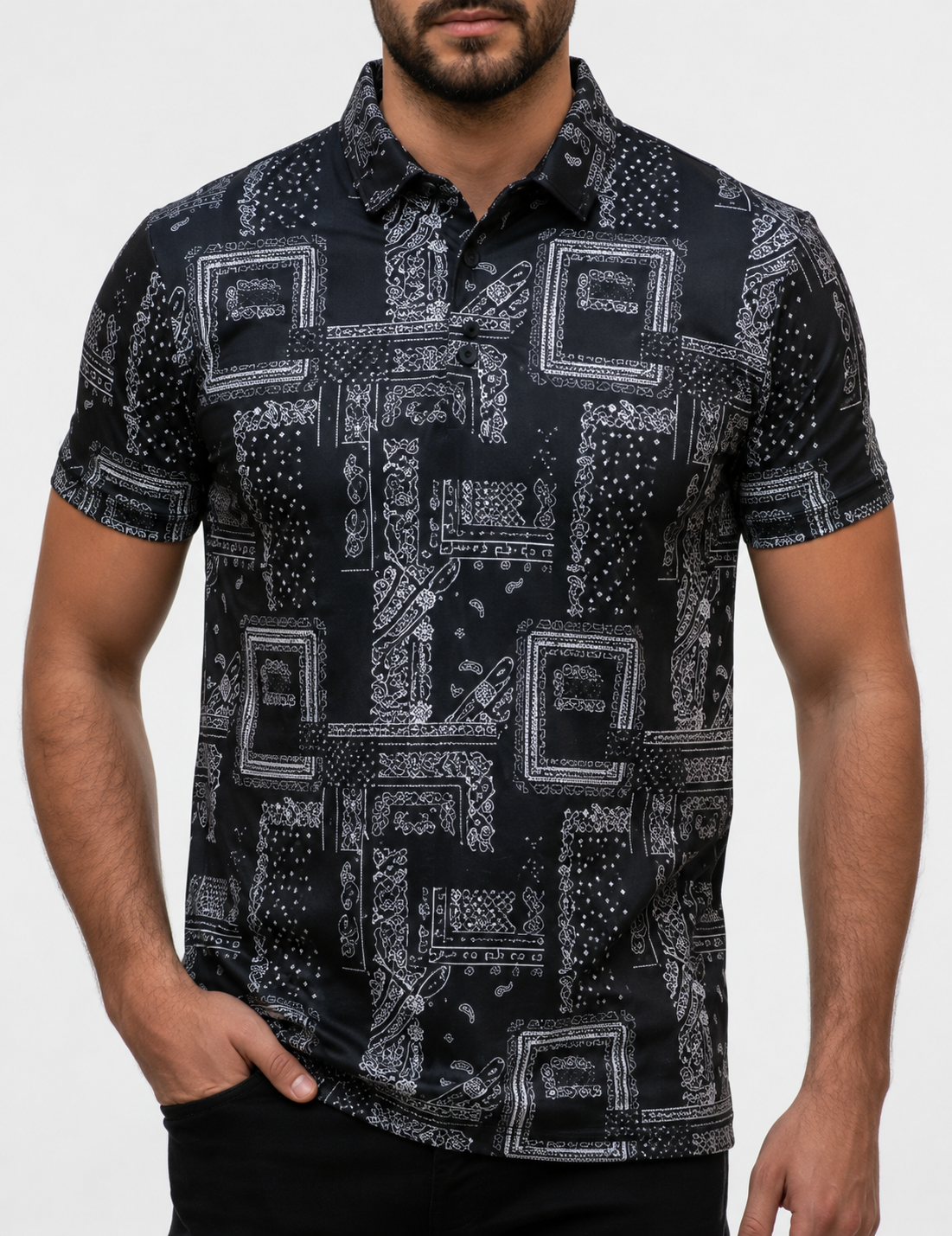 Men's Premium Printed Polo T-Shirt | Stylish Geometric Pattern Half Sleeve Casual Polo Tee | Regular Fit Summer Wear