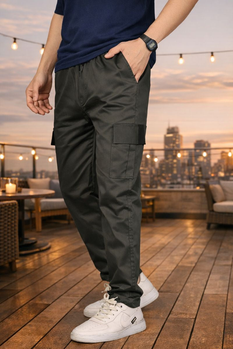Men's Dark Green Slim Fit Cargo Pants - Stylish & Durable