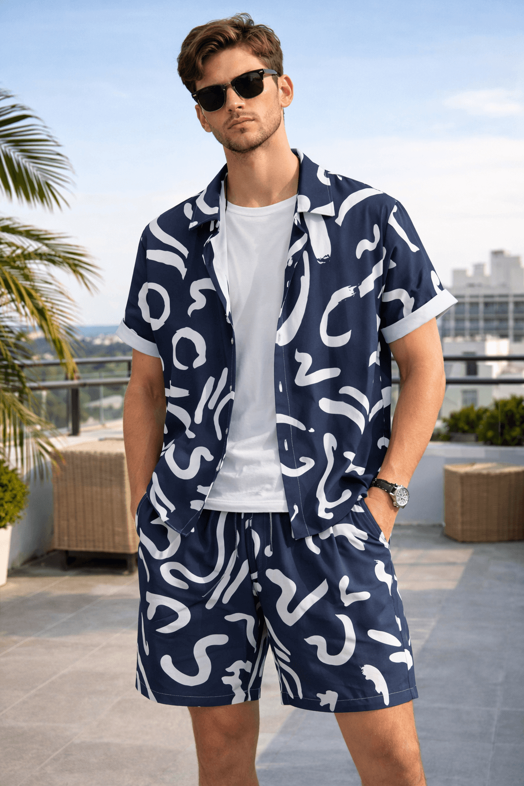 Men’s Gucci Lycra Night Suit – Shirt & Shorts Set